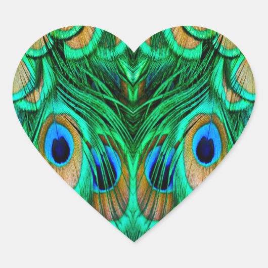 Prachtige Pauwveren Hart Sticker (Voorkant)