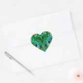 Prachtige Pauwveren Hart Sticker (Envelop)
