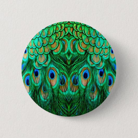 Prachtige Pauwveren Ronde Button 5,7 Cm (Voorkant)