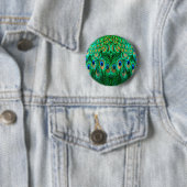 Prachtige Pauwveren Ronde Button 5,7 Cm (In situ)