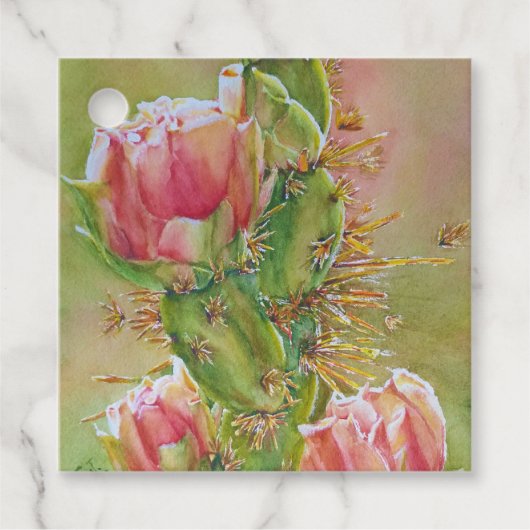 Prachtige Peach Cactus Flowers Bedankjes Labels (Voorkant)
