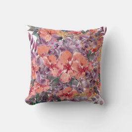 Prachtige peach en Paars Floral Sierkussen