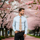 Prachtige Peach Summer Floral Waterverf Stropdas