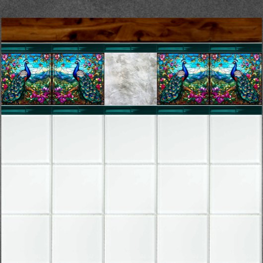 Prachtige Peacock 2 tussen de bloementuin Tegeltje