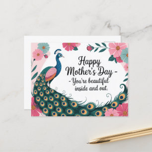 Prachtige Peacock Bloemen Moederdag Briefkaart