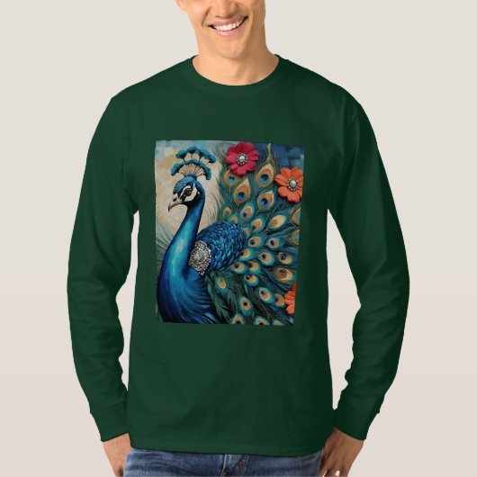 Prachtige Peacock Bloemen T-shirt (Voorkant)