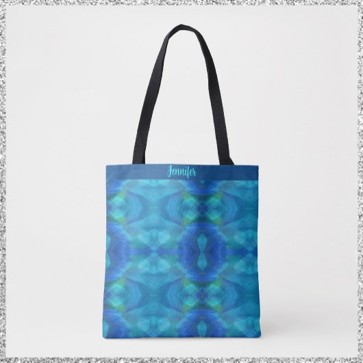 Prachtige Peacock Blue Abstract Tote Bag