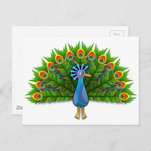 Prachtige Peacock Displayling Plumage Briefkaart (Voorkant / Achterkant)