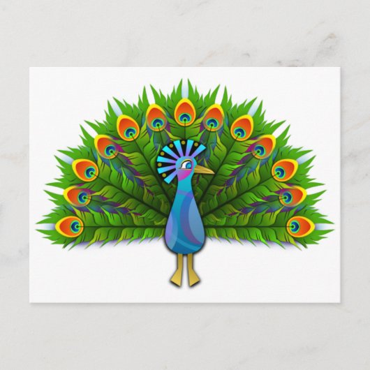 Prachtige Peacock Displayling Plumage Briefkaart (Voorkant)