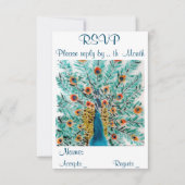 Prachtige Peacock Feathers Bird Art RSVP Kaartje (Voorkant)