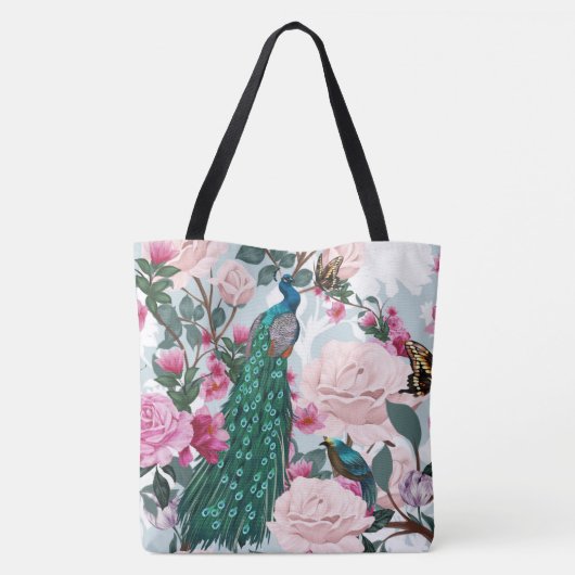 Prachtige Peacock Floral Mode Tas (Achterkant)