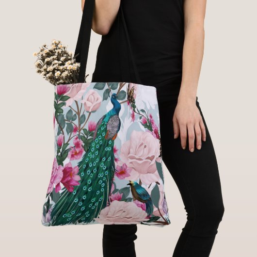 Prachtige Peacock Floral Mode Tas (Dichtbij)