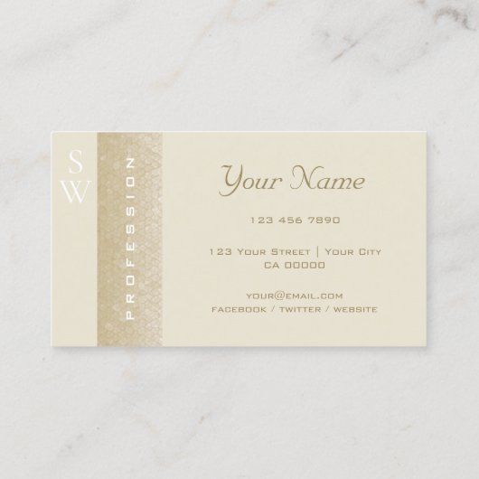 Prachtige Pearl en White met Monogram Quality Visitekaartje (Achterkant)