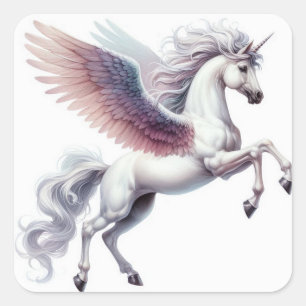 Prachtige Pegasus met Ombre gekleurde vleugels Vierkante Sticker