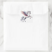 Prachtige Pegasus met Ombre gekleurde vleugels Vierkante Sticker (Tas)