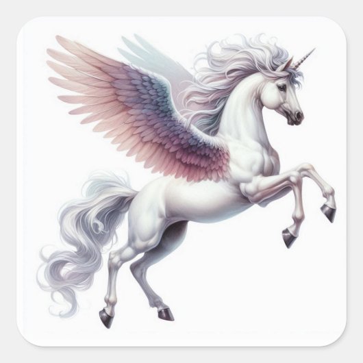 Prachtige Pegasus met Ombre gekleurde vleugels Vierkante Sticker (Voorkant)