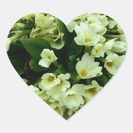 Prachtige pellerige peper Primroses in droge blade Hart Sticker