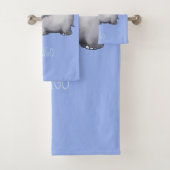 Prachtige persoonlijke blauwe Baby olifant Nursery Bad Handdoek (Insitu)
