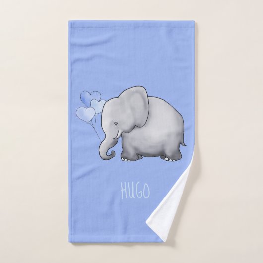 Prachtige persoonlijke blauwe Baby olifant Nursery Bad Handdoek (Handdoek)