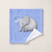 Prachtige persoonlijke blauwe Baby olifant Nursery Bad Handdoek (Wasdoekje)