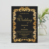 Prachtige persoonlijke gouden Lijsten bruiloft Kaart (Staand voorkant)
