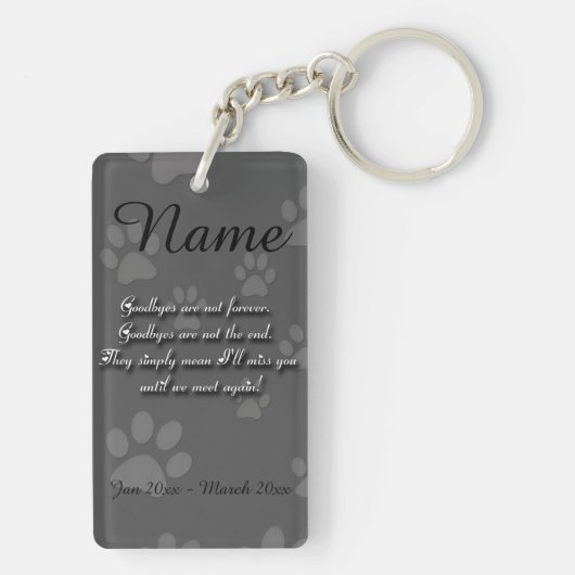 Prachtige persoonlijke hond of kat-herdenking sleutelhanger (achterkant)