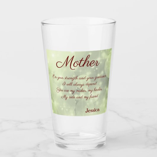 Prachtige persoonlijke moedergedicht glas (Voorkant)
