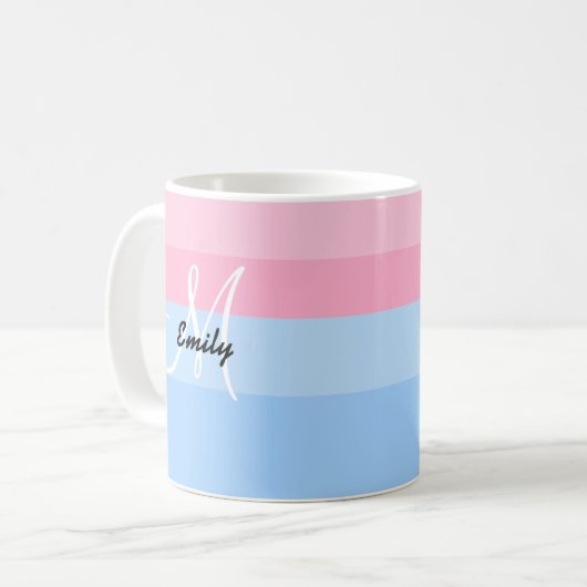 Prachtige persoonlijke pastroze en blauwe Mok (Voorkant links)