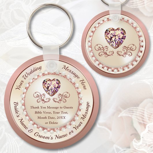 Prachtige persoonlijke, ROOS GOLD Wedding Favors Sleutelhanger