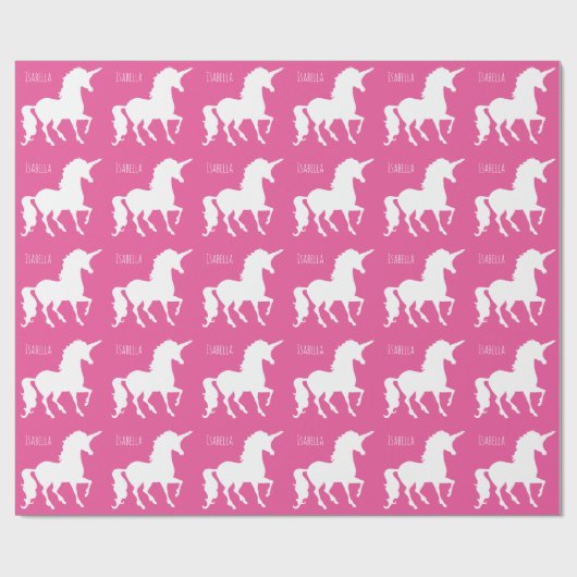 Prachtige persoonlijke roze unicorn Silhouette Cadeaupapier (Vlak)
