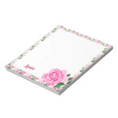 Prachtige persoonlijke roze Waterverf Rozen Notitieblok (Linkerzijde)