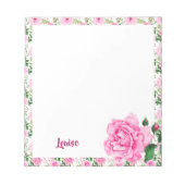 Prachtige persoonlijke roze Waterverf Rozen Notitieblok (Voorkant)