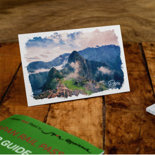 Prachtige Peru Machu Picchu Vintage Reizen Briefkaart