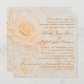Prachtige perzik crème rozen bruiloft kaart (Voorkant / Achterkant)