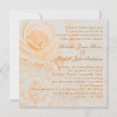 Prachtige perzik crème rozen bruiloft kaart (Voorkant)