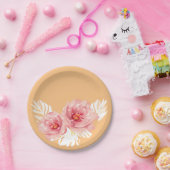 Prachtige Perzik en witte Floral Wreate Papieren Bordje (Feest)