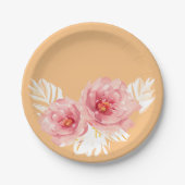 Prachtige Perzik en witte Floral Wreate Papieren Bordje (Voorkant)
