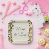 Prachtige perziken en bladeren kleurrijk papieren bordje (Feest)