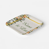 Prachtige perziken en bladeren kleurrijk papieren bordje (Gebogen)