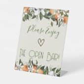 Prachtige perziken open bar reclamebord met voetstuk (Voorkant)