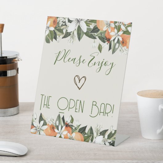 Prachtige perziken open bar reclamebord met voetstuk (Insitu)