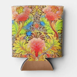 Prachtige perzikkleurige botanische borduurkunst blikjeskoeler