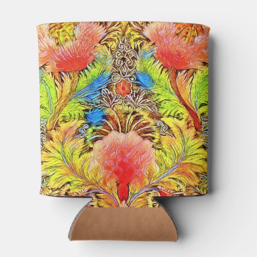 Prachtige perzikkleurige botanische borduurkunst blikjeskoeler (Achterkant)