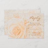 Prachtige perzikroomrozen Weddenschap RSVP (Voorkant / Achterkant)