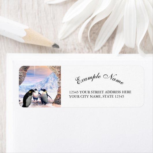 Prachtige pinguïn etiket (Insitu)