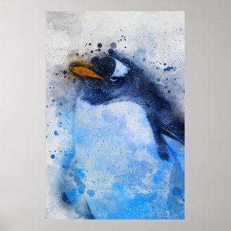 Prachtige Pinguïn Minimale waterverf Schilderij Poster