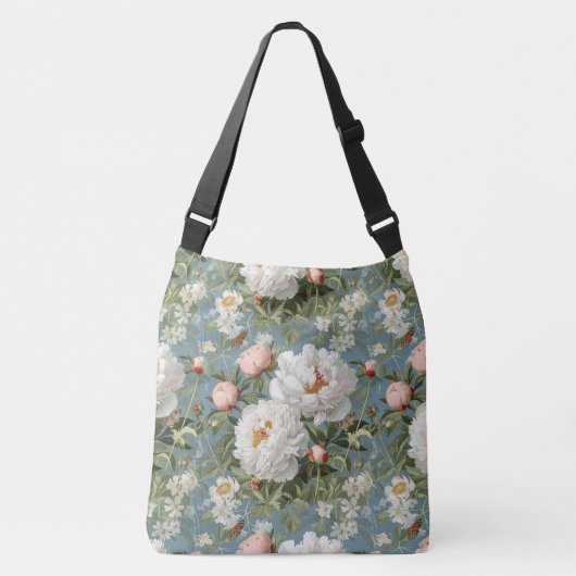 Prachtige pioenen crossbody tas (Voorkant)