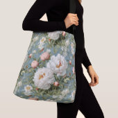 Prachtige pioenen crossbody tas (Dichtbij)
