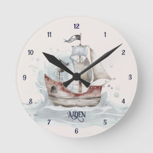 Prachtige Piratenschip Kinderen Muurklok Ronde Klok