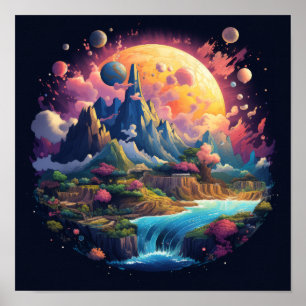 Prachtige Planet Earth Artistieke Illustratie voor Poster